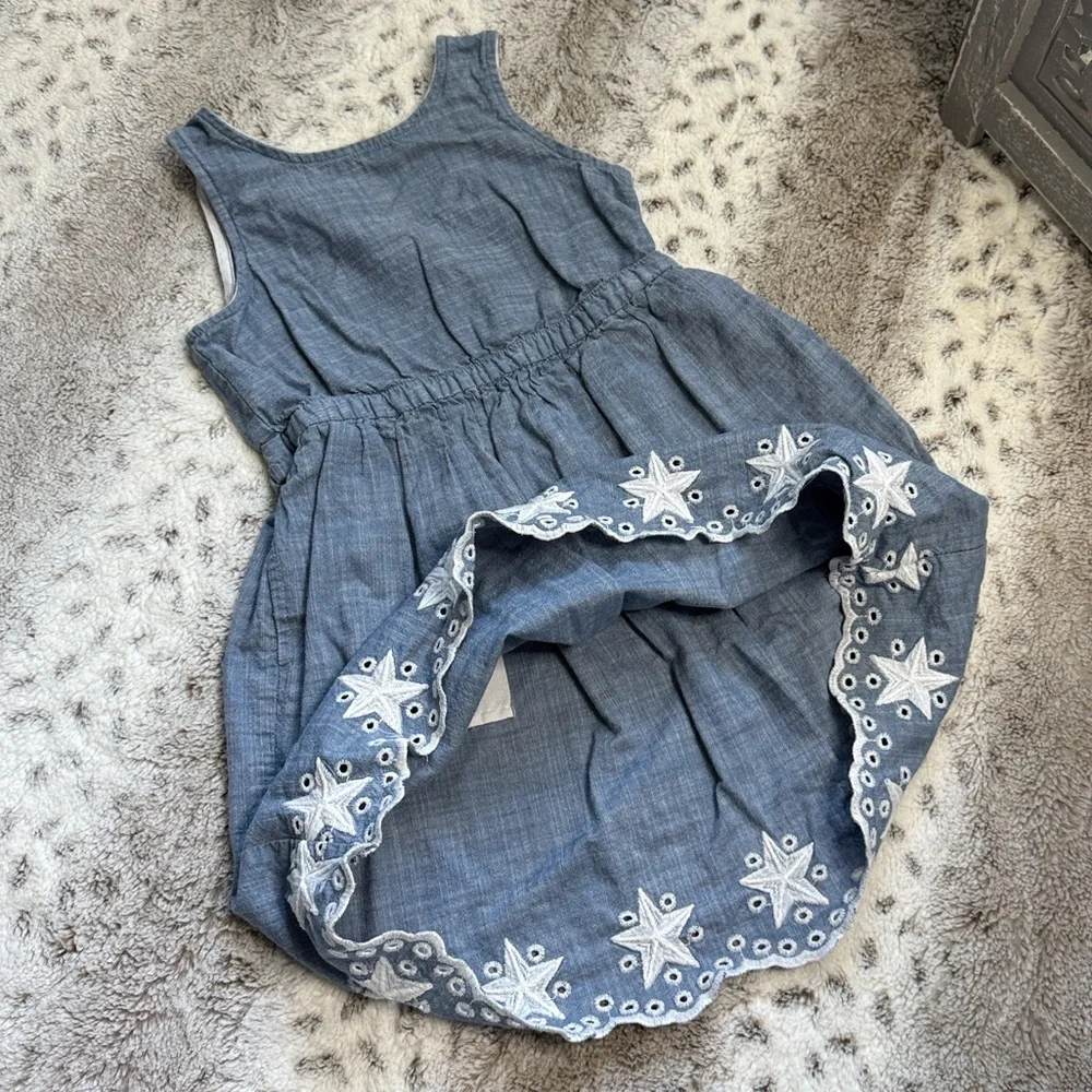 Cat & Jack lightweight denim dress girls small cutout star embroidery summer